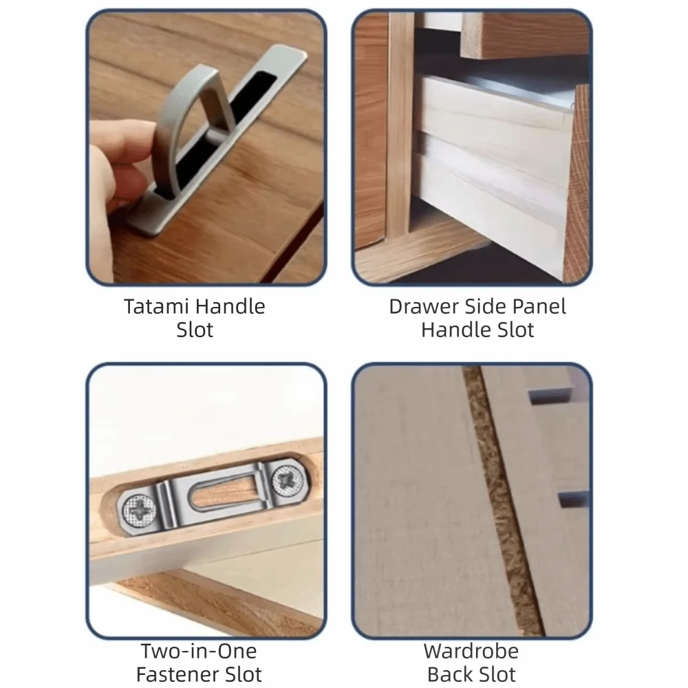 2-in-1 Drawer Handle Punching Template Aluminum Alloy Slotted Mortising Jig Wood Convenient Convenient Cut