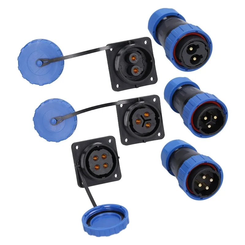 

250V 45A Gold Plated Copper Contact For Equipment Waterproof Power Connector 4 Holes Industrial Socket Firm Connection