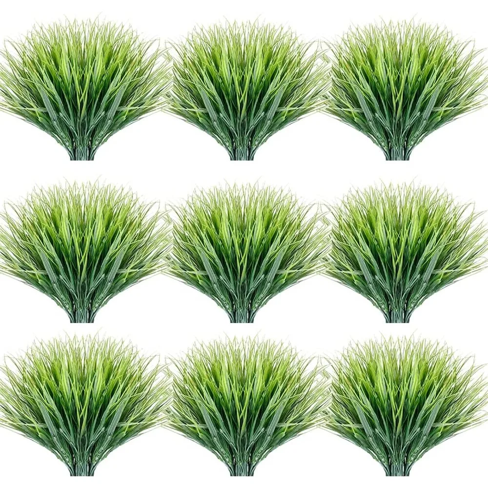 

30 Bundles Artificial Grasses Outdoor UV Resistant Fake Grasses No Fade Faux Plastic Plants Garden Porch Window Box Decorating