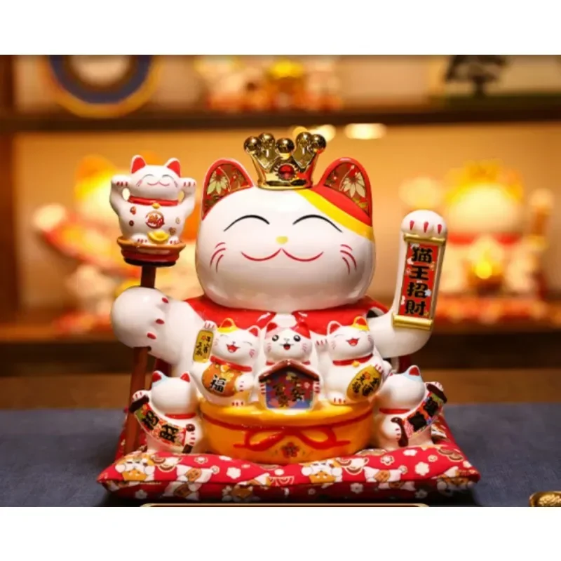 9 inch Lucky Cat Ornaments Open Swing Home Living Room Store Cash Register Opening Gifts Automatic Beckon Creative Gifts