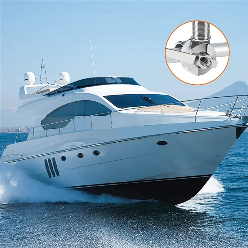 KEKA Marine VHF Antenna Mount Rail Mount Adjustable Antenna Base Mount Heavy Duty Ratchet Mount Base Pipe Clamp Hardware