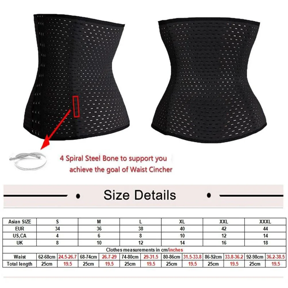 

3 Rows Adjustable Waist Tummy Control Shapewear Corset Girdle Black Size Postpartum Belly Support Reusable Firm Compression Wear