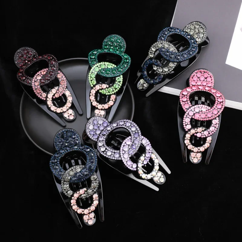 Forcina per la mamma grande cristallo strass artiglio per capelli afferrare coda di cavallo Clip bocca d\'anatra Clip copricapo accessori regali per