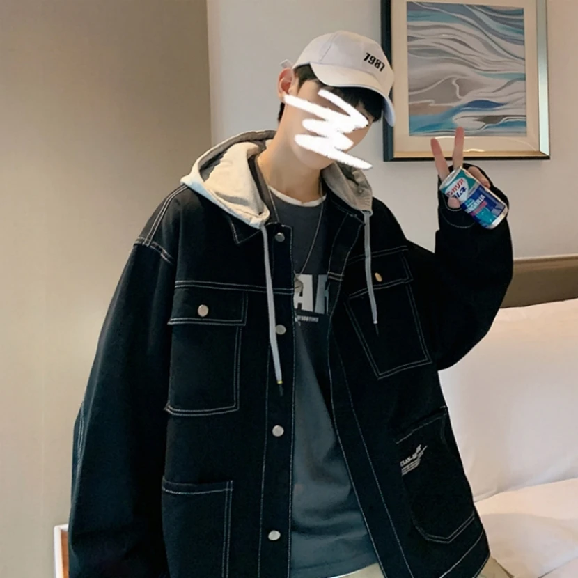 

Мужская джинсовая куртка свободного кроя для весны и осени, многокарманная, в рабочем стиле, повседневная, модная, верхняя одежда с длинными рукавами, ветрозащитная