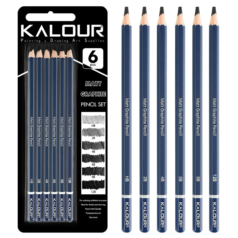 6 Pc/Set Matte Sketch Pencils HB/2B/4B/6B/8B/12B Charcoal Graphite Pencils For Art Student Drawing And Sketching Art Supplies