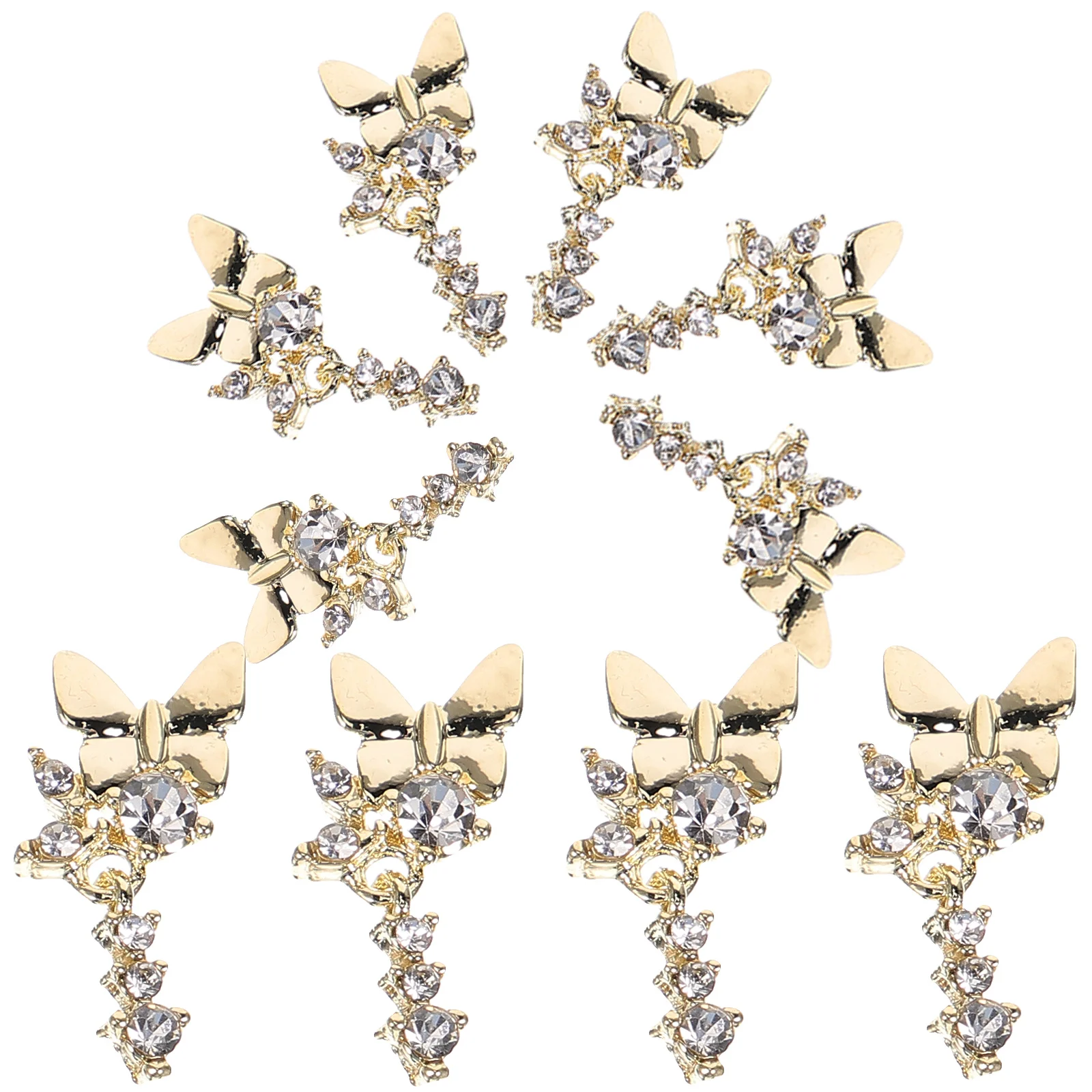 

10 pcs Butterfly Art Charms Metal Crystal For Women Decor Manicure Supplies Rhinestone Charms Lightweight Dazzling Decorative