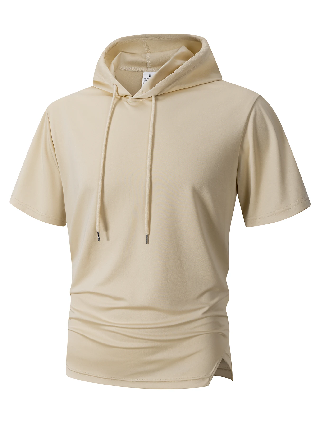 Summer Men's Hooded Lightweight Sweatwear Casual Short Sleeve Loose T-shirt Solid Color Hoodie Fitness Sports Breathable Tops