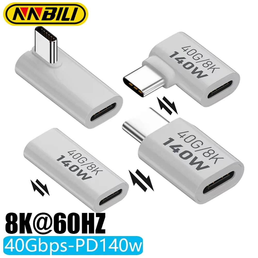 NNBILI PD140W USB4.0 Type C to C Fast Charging Adapter Converter 40Gbps Data Sync Connector 8K@60Hz USBc OTG Adapter for MacBook