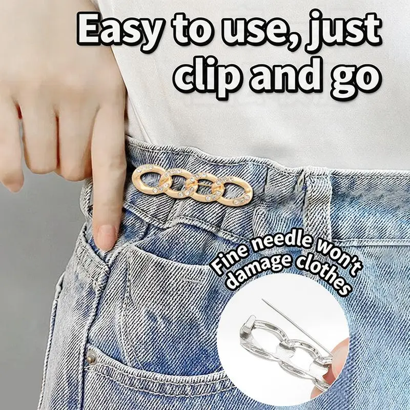 

Adjustable Metal Clips for Pants Pin-Less Design with Convenience Adjustable Fit