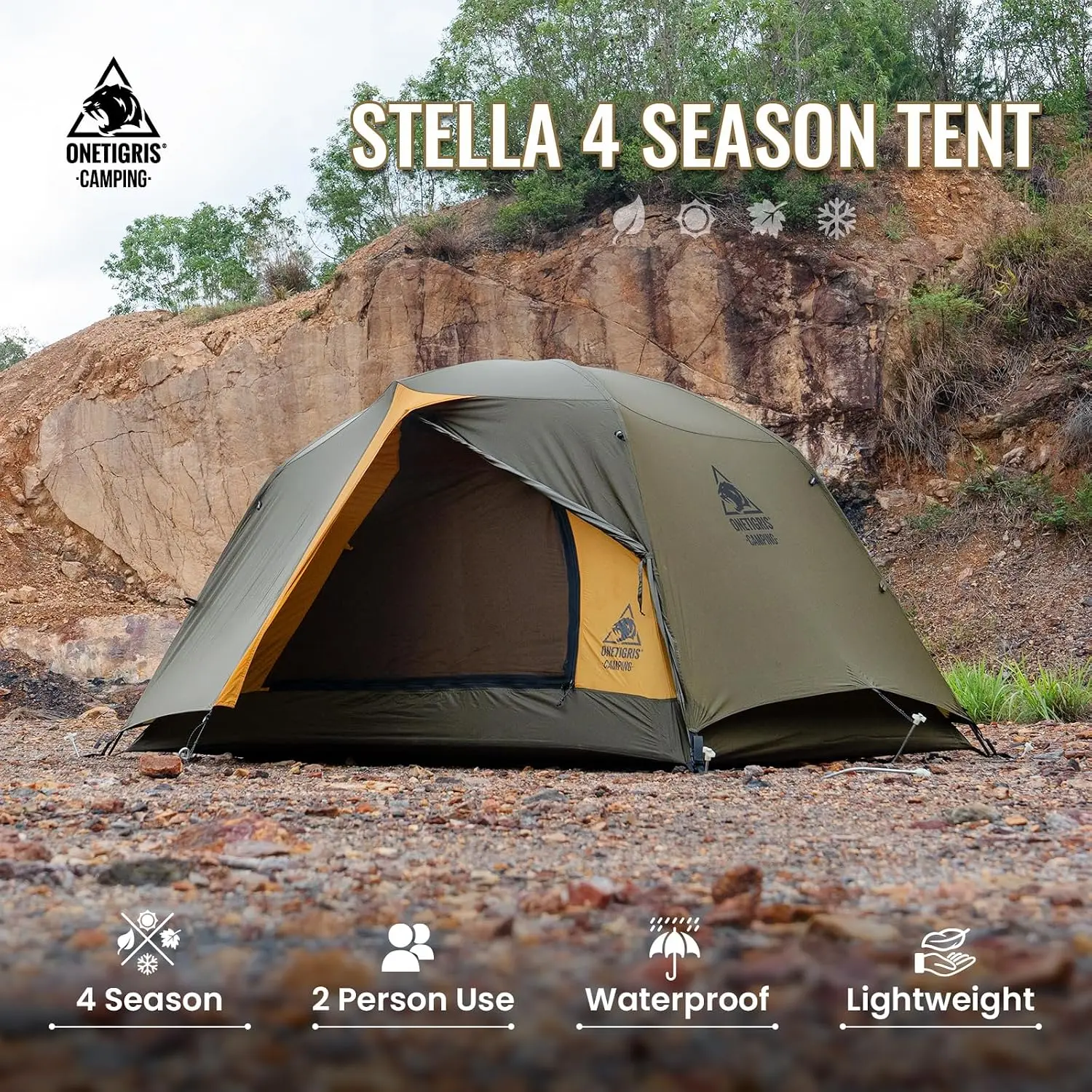 Backpacking Hiking Tent Waterproof Lightweight Easy Setup 3000mm Rating Outdoor Camping