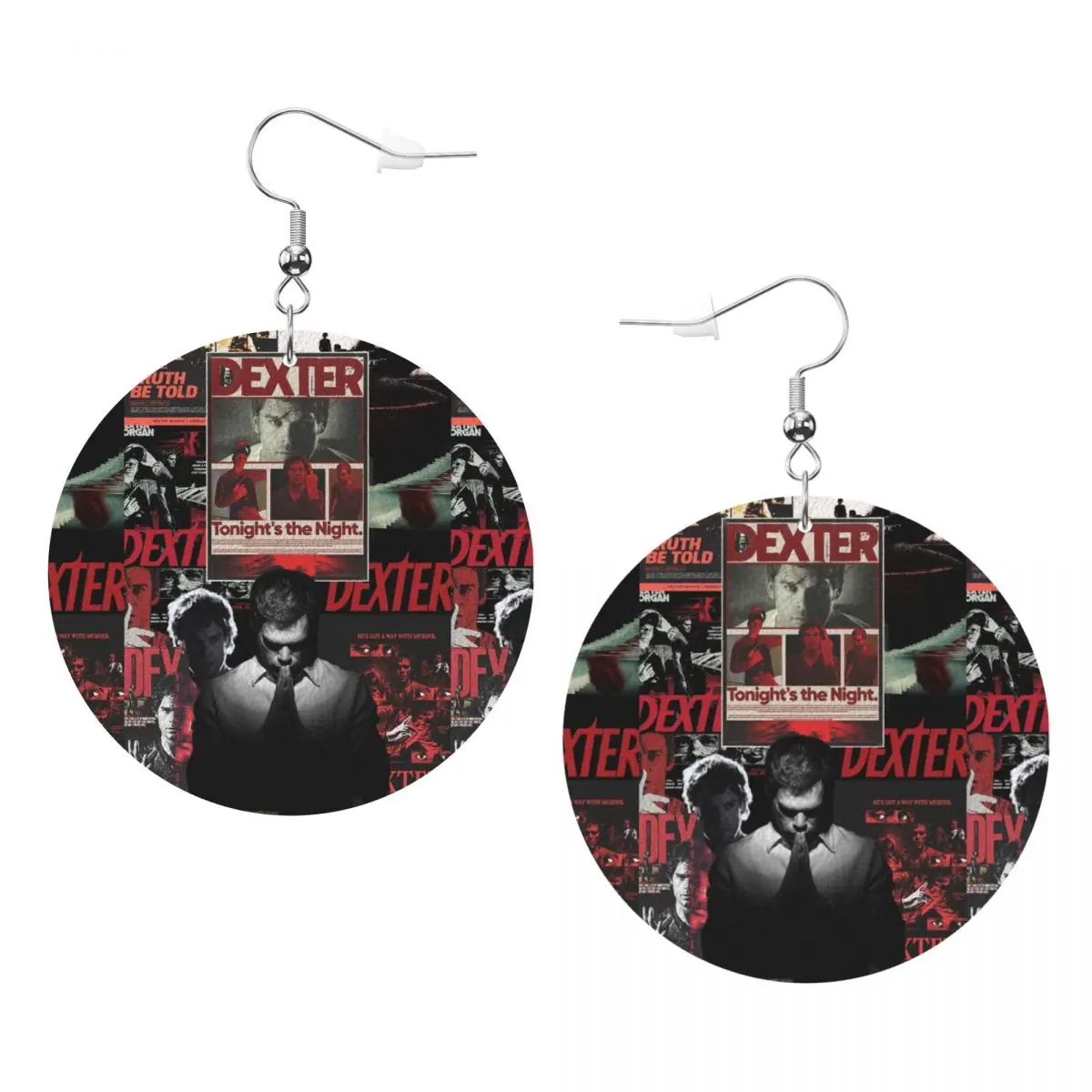 

Custom Drop Dangle Earrings Dexter Morgan Leather Teardrop Earrings Movie PVC Leather for Gifts Dainty Jewelry