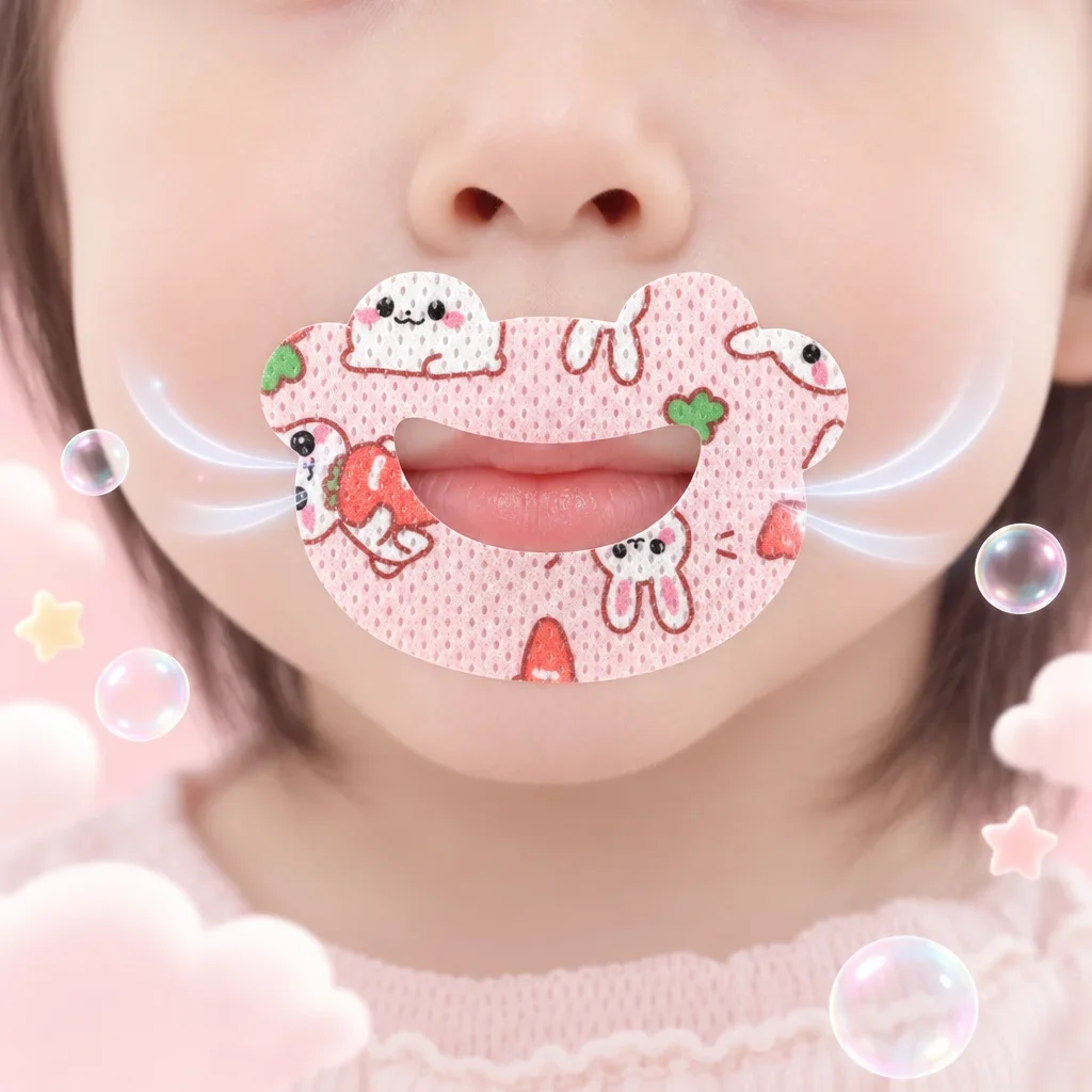 50Pcs Kids Mouth Patches, Rabbit & Carrot Print Soft Open‑Center Sleep Patches, Easy‑Apply Children Nighttime Bedtime Patches