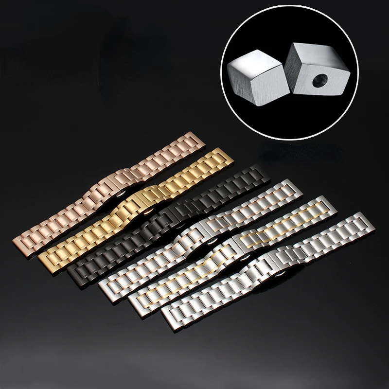 Stainless steel watchband solid Wrist strap Arc mouth watch band 14 15 16 18 19 20 21 22 23 24mm Hollow arc interface bracelet