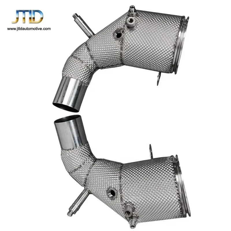 JTLD Stainless Steel Exhaust System Downpipes with 200 Cell High Flow for and Heat Shield for PORSCHE TURBO/TURBO S 992
