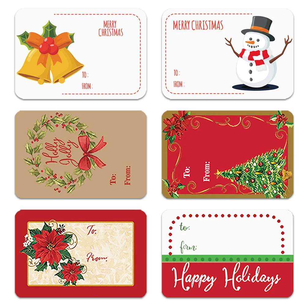 Pegatinas decorativas de Feliz Navidad para envolver regalos, etiquetas con nombre, muñeco de nieve, decoración festiva, 50-250 unidades por rollo