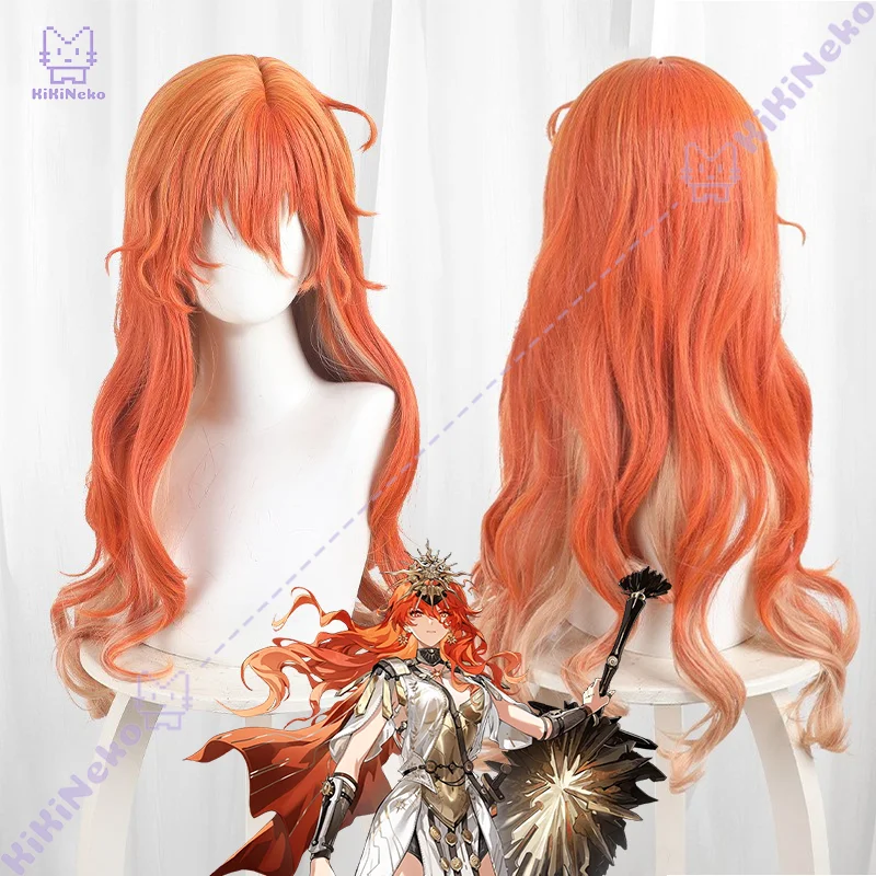 لعبة Wuthering موجات أوغوستا شعر مستعار تأثيري أوغوستا برتقالي أبيض التدرج شعر مستعار لحفلة كوميكون الكبار النساء الرجال