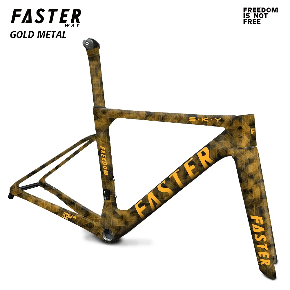 

2026 FASTERWAY Freedom Gold Point Frameset Carbon Bike Road Frame+handlebar T47 ud glossyT1000 disc cycling frame 49 52 54 56 58