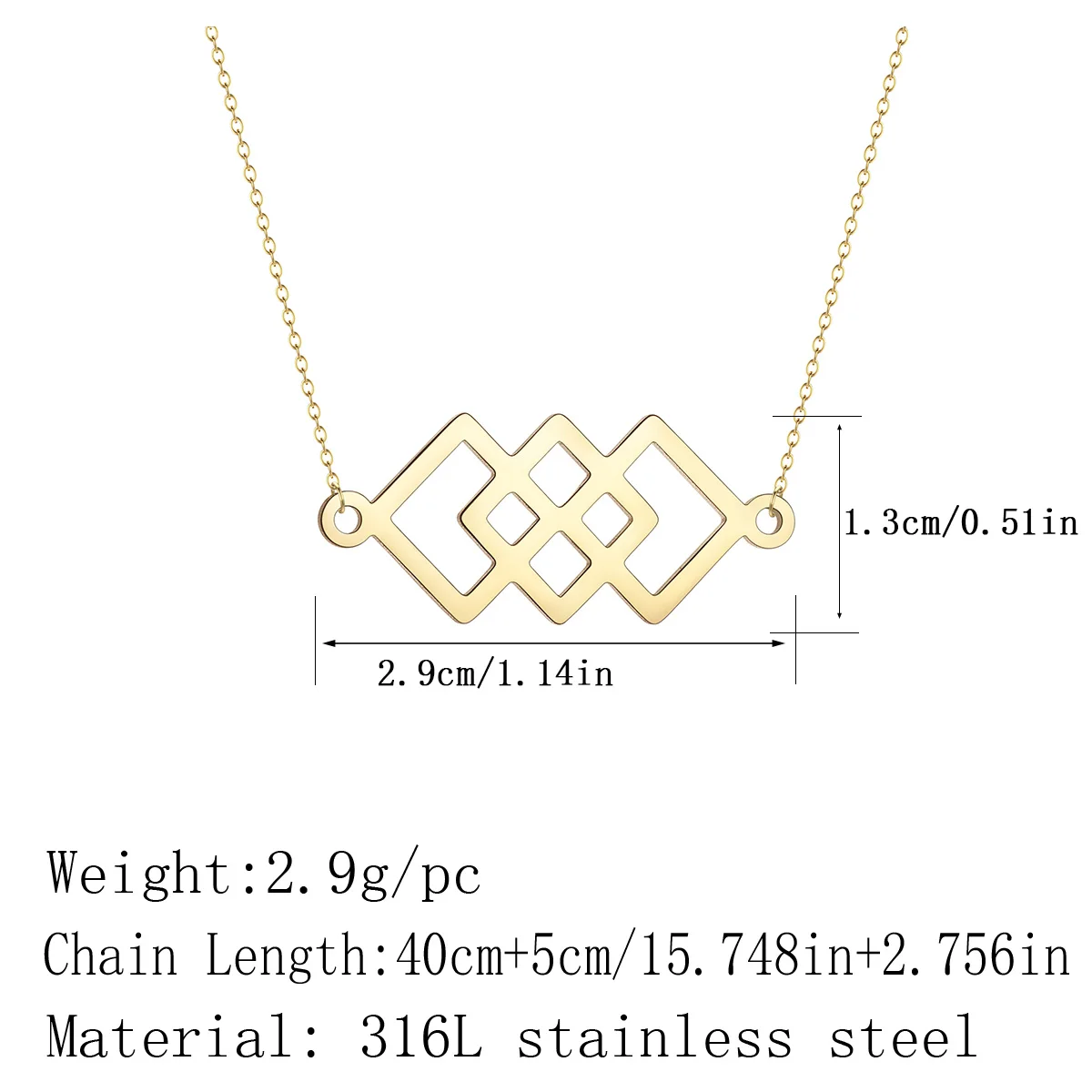 Colgante de Naya con patrón geométrico para mujer, joyería de triple cuadrado, elegante, simple, regalo de moda, joyería original de fantasía minimalista