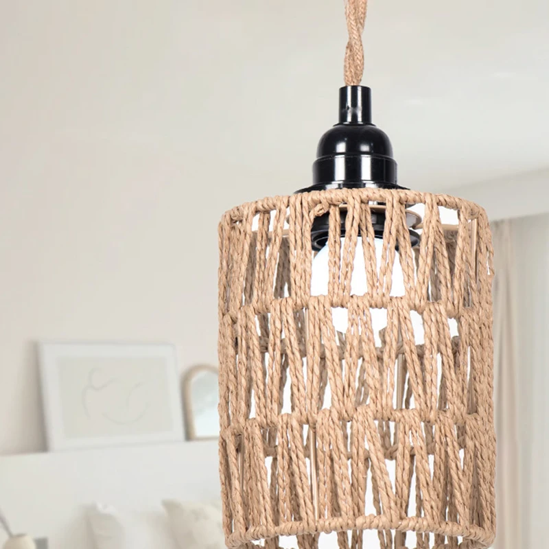 Bohemian Style Handwoven Home Decor Lampa sufitowa Tkany abażur Rattanowy abażur Lampa wisząca Klosz lampy wiszącej