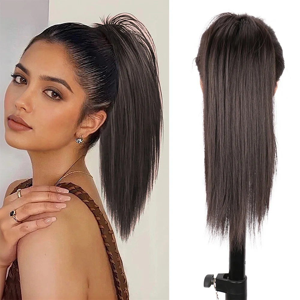 

Synthetic Hair Short Straight Claw Clip Ponytail Hair Extensions 14Inch Tail False Hair For Women Horse Tail Black Brown Hairpie