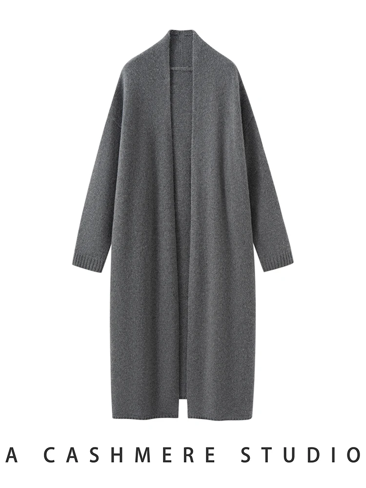 

TLOML New Women's 100% Cashmere Sweater Long Cardigan Cashmere Knitwear Autumn Winter Thick Casual Style Cashmere Knitted Coat