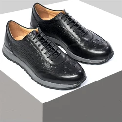 Casual Genuine Leather Men's Shoes, Comfortable and Increased Non-slip Sneakers Python Pattern Leather Shoes Wedding Men's Shoes