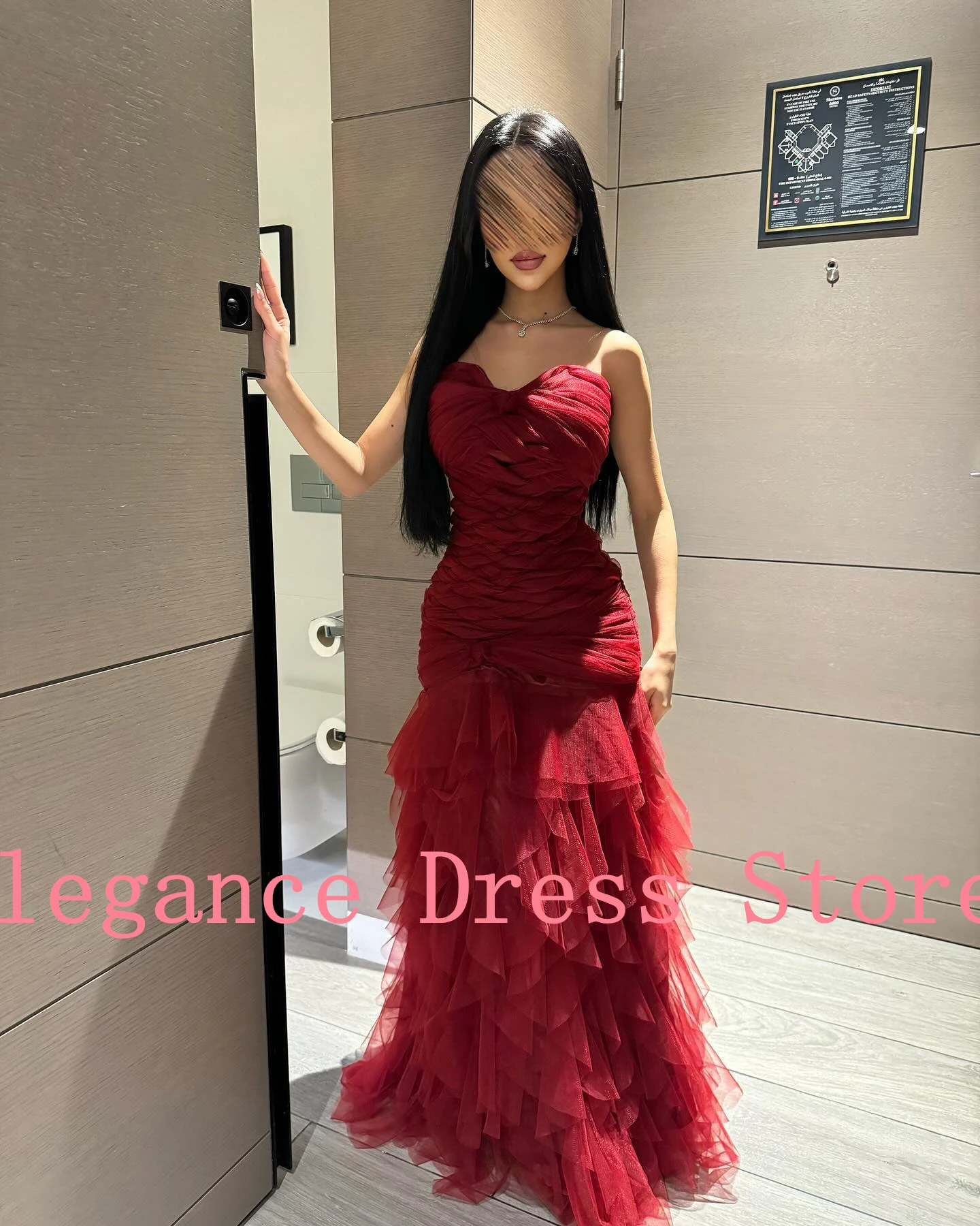 Customized Exquisite Mermaid Sweetheart Organza Pleats Evening Dress Temperament Sweep Train Photo Color Vestido De Noche