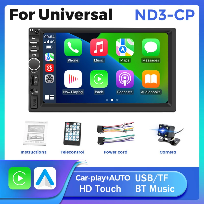 

MP5 Audio Player 7inch 2Din Universal Car Radio Stereo BT Multimedia Touch Screen Projection USB AUX TF SWC Carplay Android Auto
