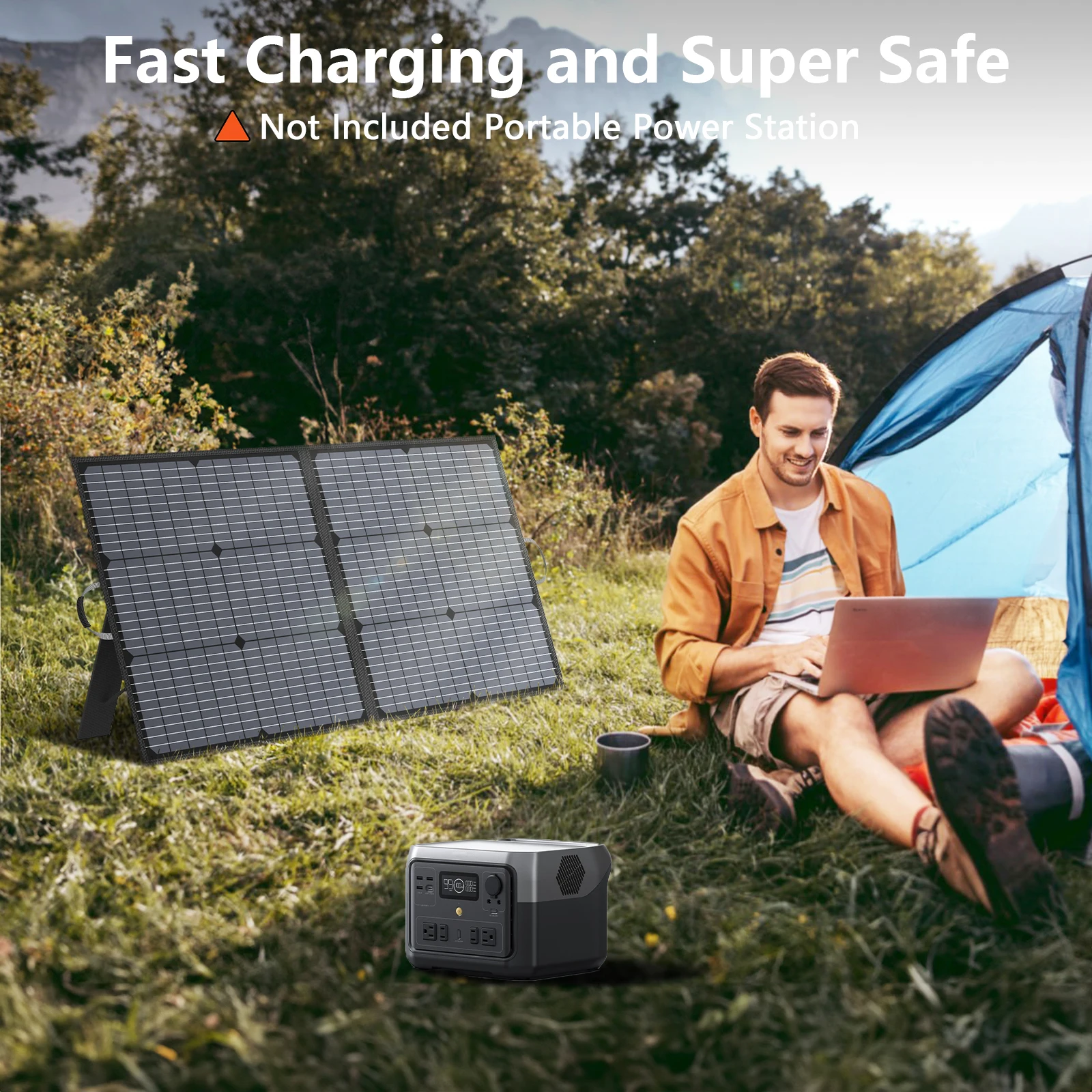 MHPOWOS 110W Portable Solar Panels for Power Station Generators 20V Foldable Solar Cell Chargers Outage Emergency for Camping RV