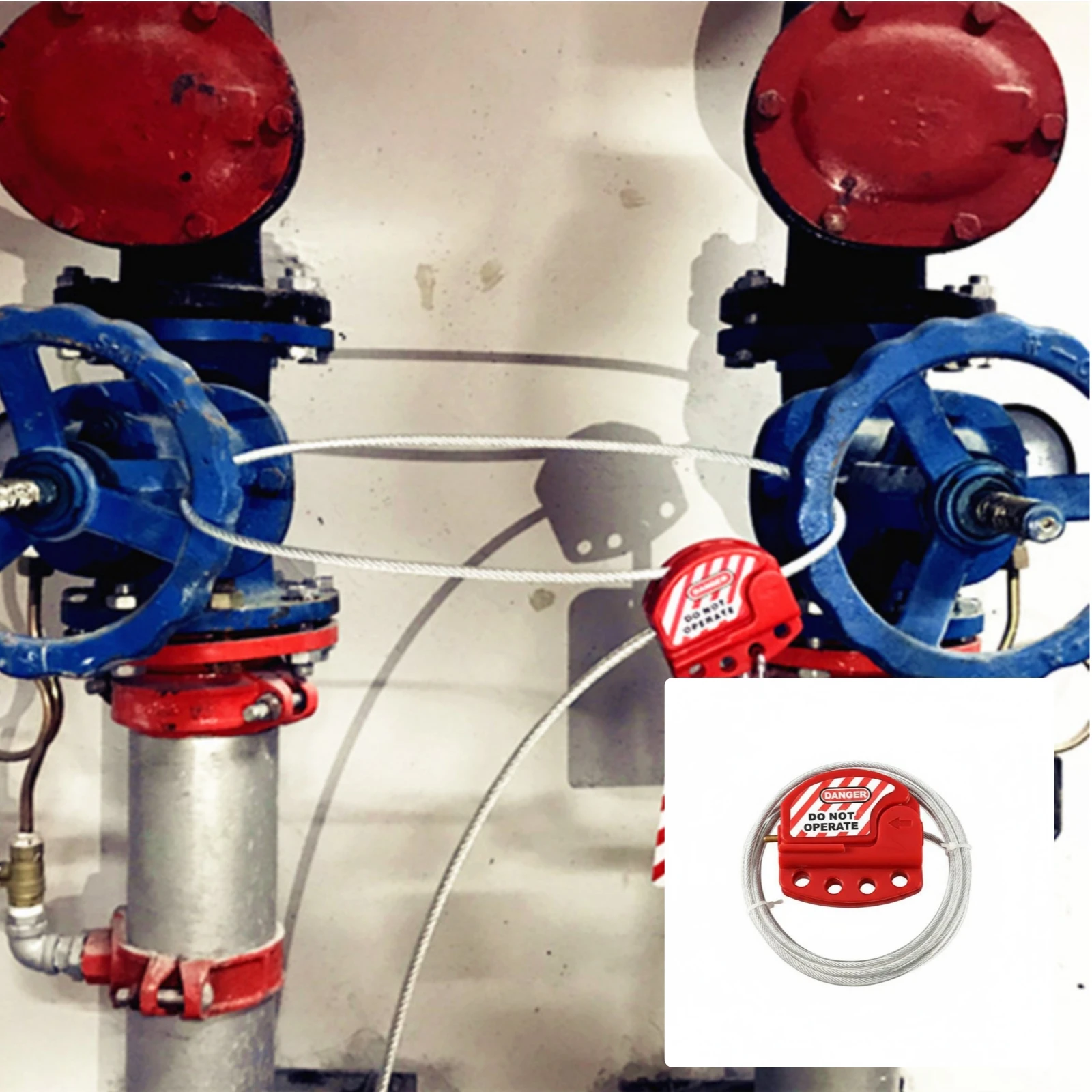Adjustable Steel Cable Lock Coiled Lockout Tagout Cable Lock Warning Label Red