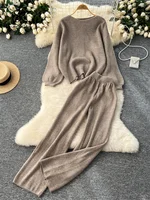 SINGREINY 2026 Winter Thick Women Suits Loose Sweater Tops+High Waist Wide Legs Long Pants Autumn Solid Causal Warm 2 Piece Sets - Image 2