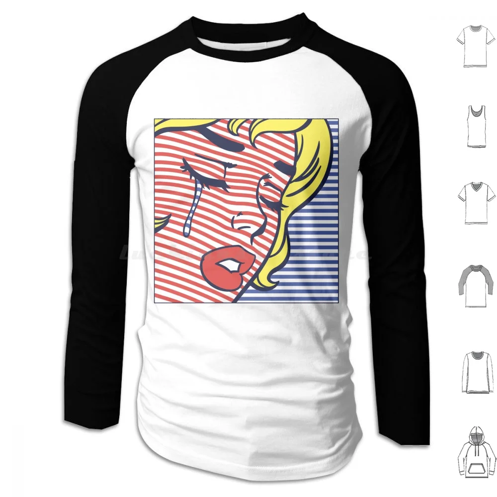 Pop Lines Hoodies Long Sleeve Pop Pop Art Popart Lichtenstein 60S Vintage Retro Comic Crying Tear Sad Lines Blonde