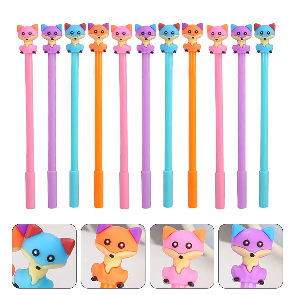 

11 Pcs Neutral Cute Fox Design Black Gel Pens for Students Exam Office Supplies Cartoon Roller Ball Pens Marker Pen