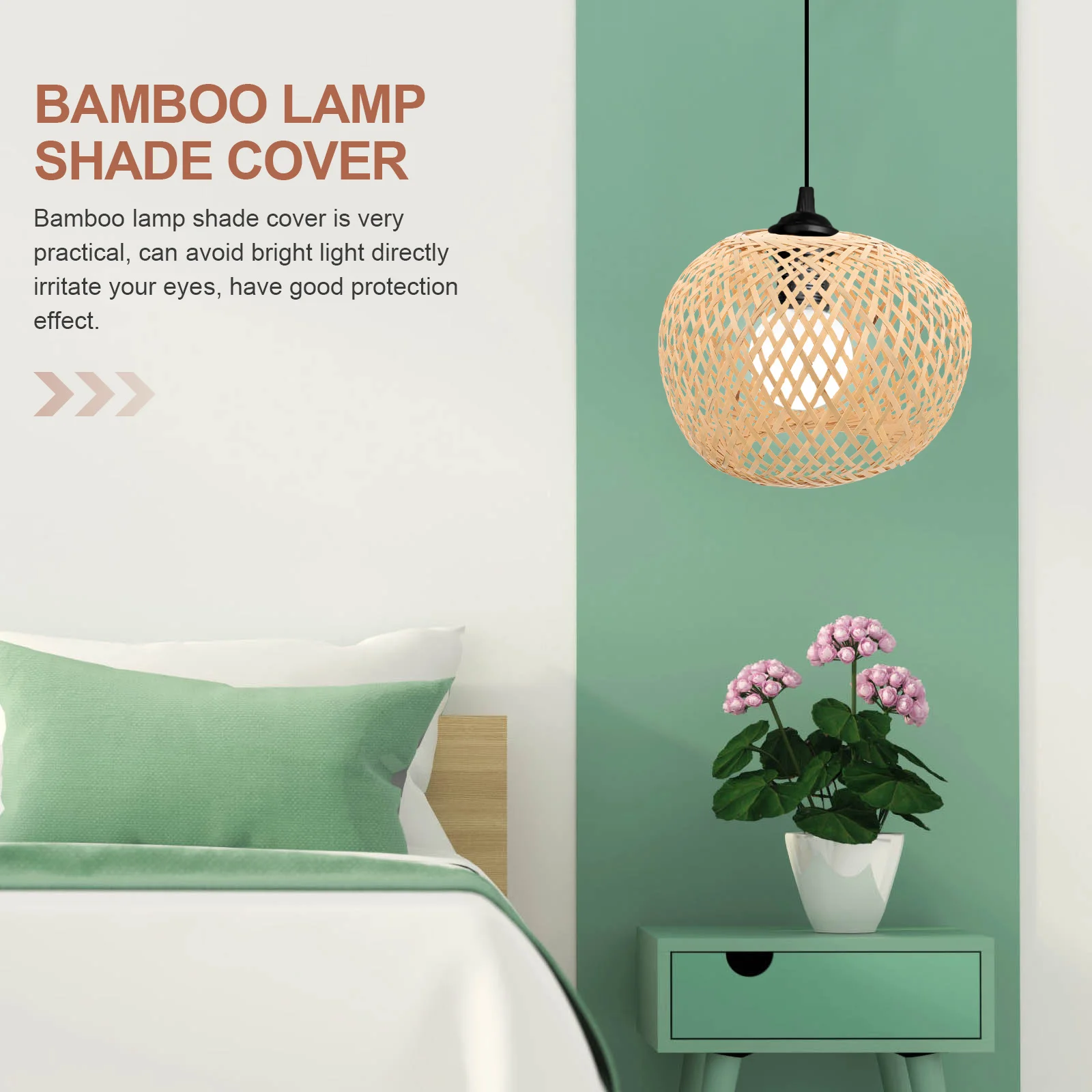 

Rustic Woven Bamboo Pendant Lamp Shade Easy Install Compact Size for Study Room Decor Pendant Light Lampshades