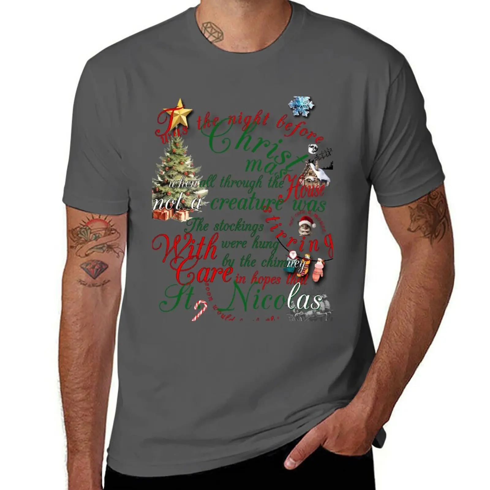 Twas the night before Christmas poem T-Shirt anime clothes boys whites tops mens t shirts pack