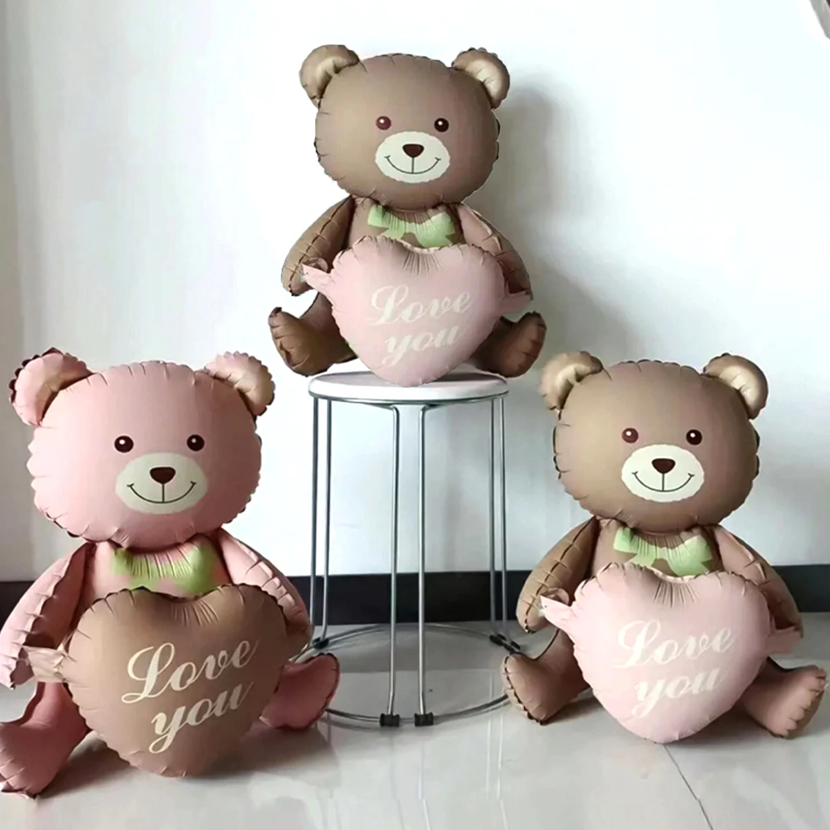 3D Lying Cartoon Matte Heart Bear Aluminum Film Balloon, Suitable for Birthday Party, Valentine's Day Decoration, Baby Shower