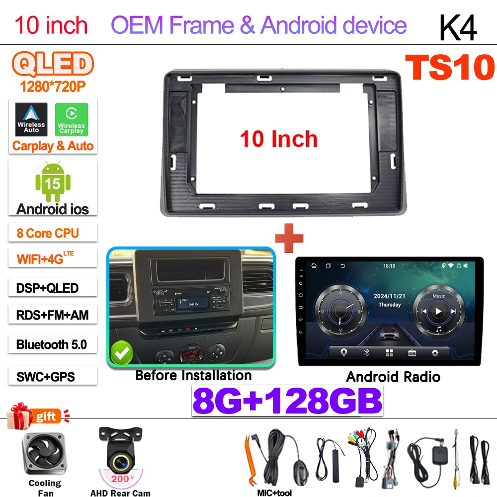 Android 16 autoradio Carplay Auto voor Renault Master 2019 2020 2021 2022 Navigatie DVD Videospeler DSP Stereo 360 Camera WIFI