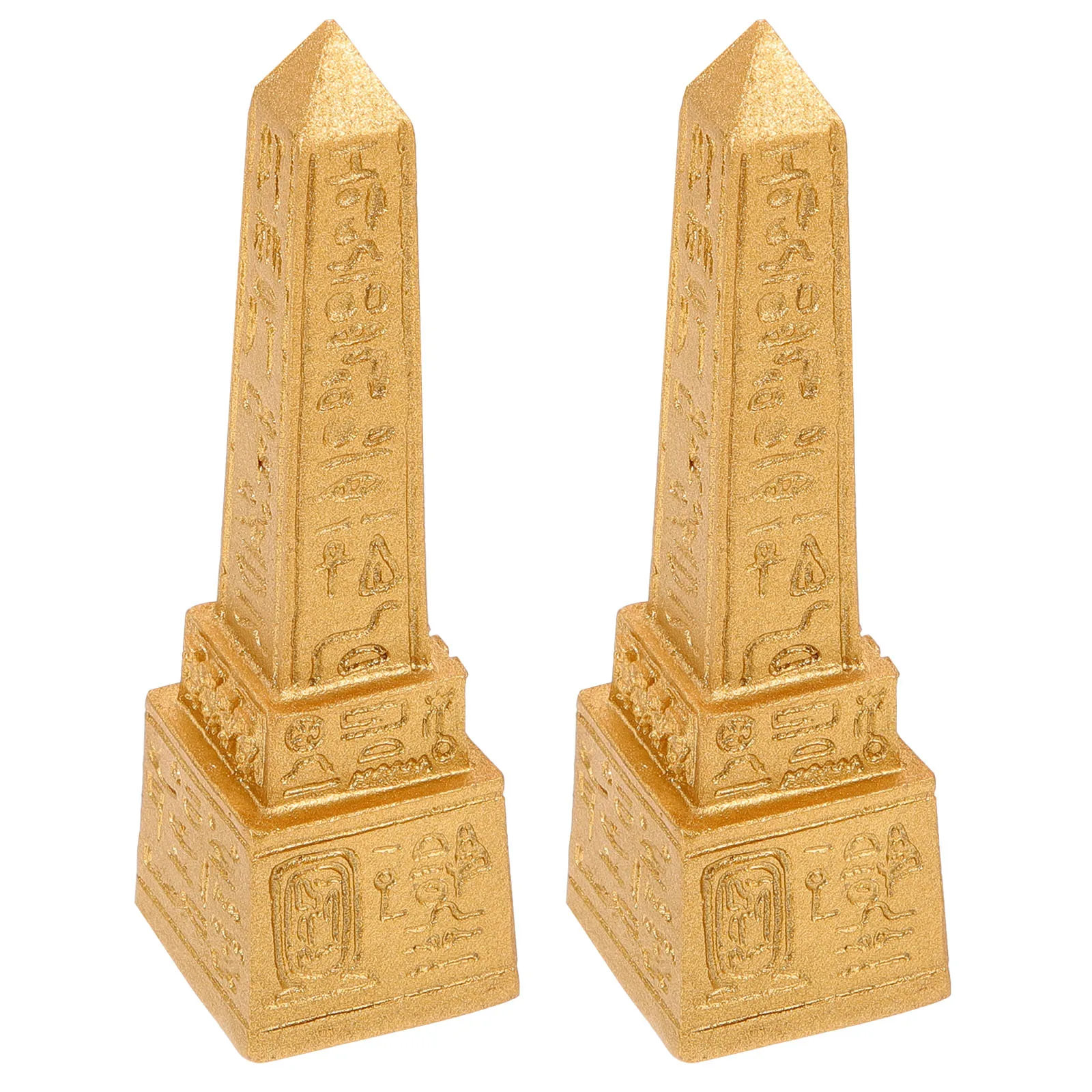 2pcs Obelisk Sand Tool Sculpture Resin Ancient Egypt Theme Figurines Temple Decor Home Ornament Small Statue
