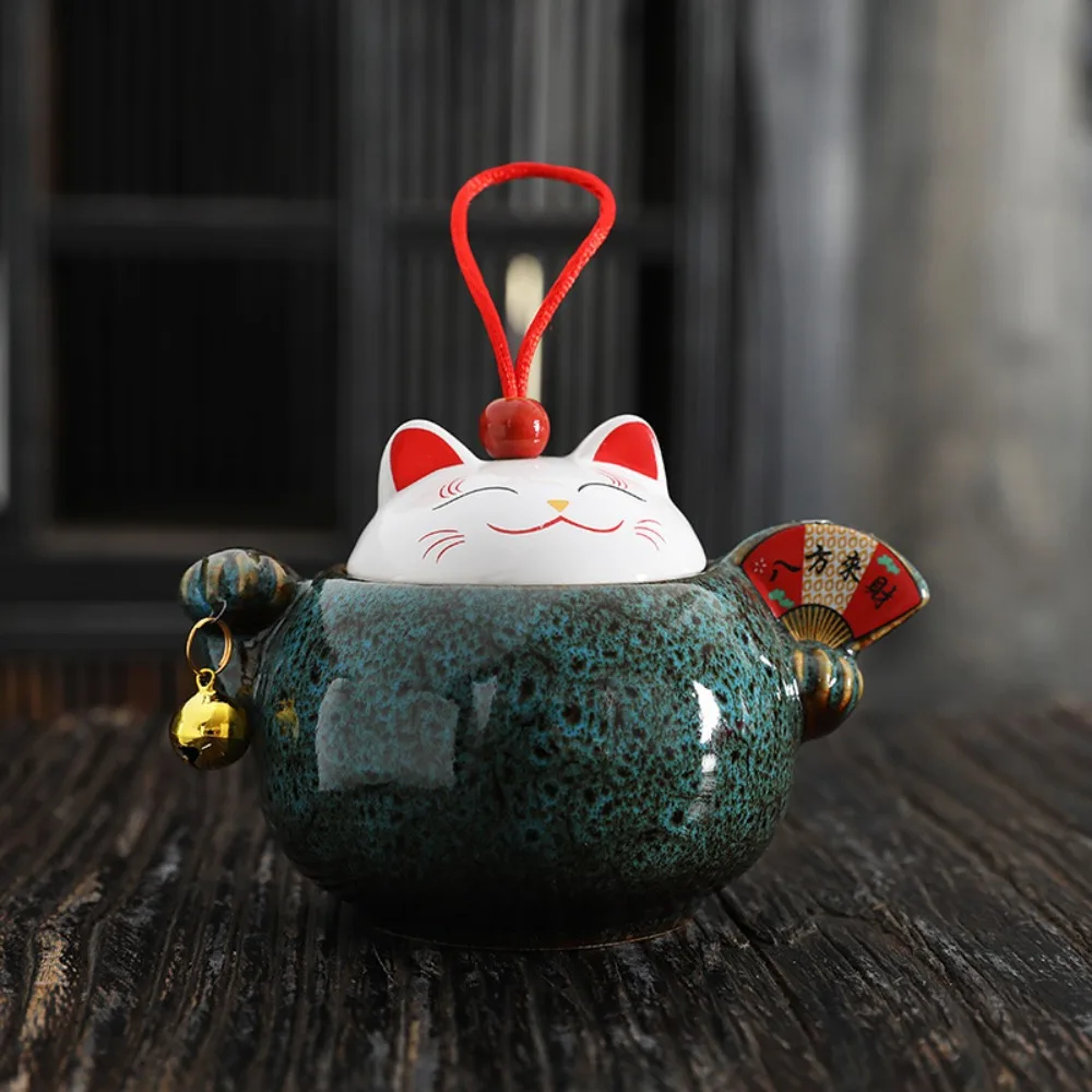 Food Storage Container Lucky Cat Ceramic Tea Canister Cartoon Blessing Tea Sealed Jar Moisture Resistant Tea Cans Tea Storage