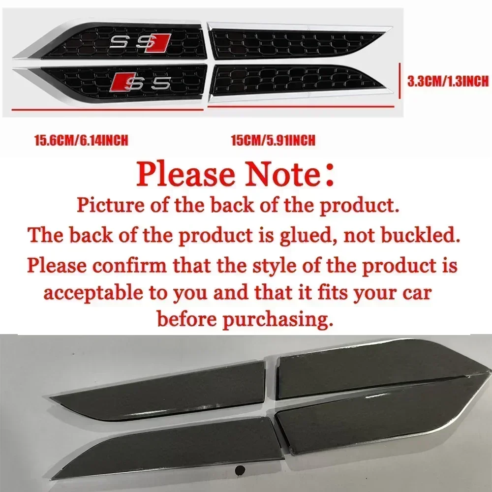 AUDI 2pcs ABS Logo Car Fender Sticker Side Leaf Board Decal For Audi A3 A7 A1 Q2 Q3 Q5 Q7 TT S3 S4 S5 S6 S7 RS5 A4 A6 C7 Sline
