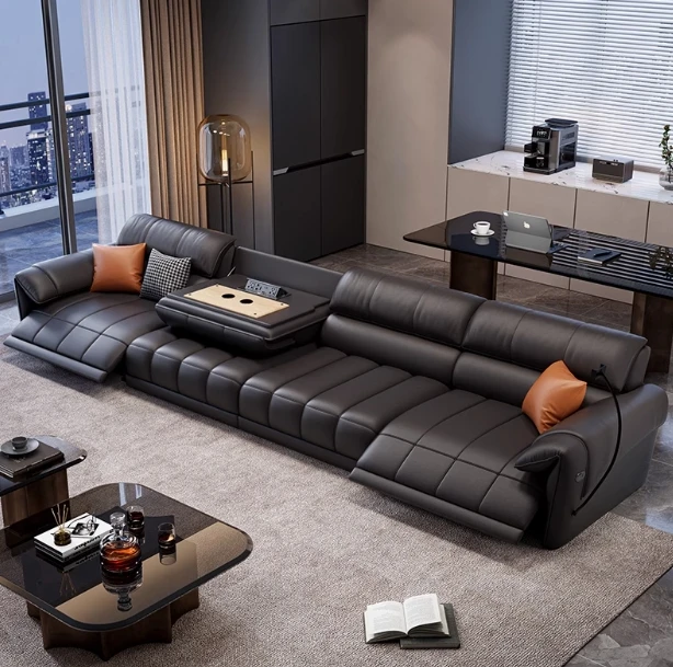 The product can be customized. Electric sofa leather modern small apartment