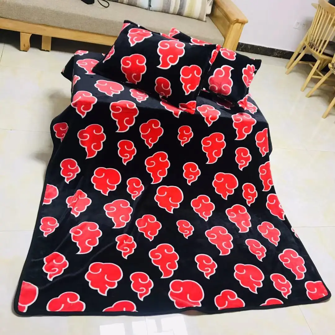 Nowy Anime Naruto Hokage Akatsuki koc czerwona chmura miękki ciepły koralowy polar rzut dom sypialnia prześcieradło Cosplay zimowe dzieci