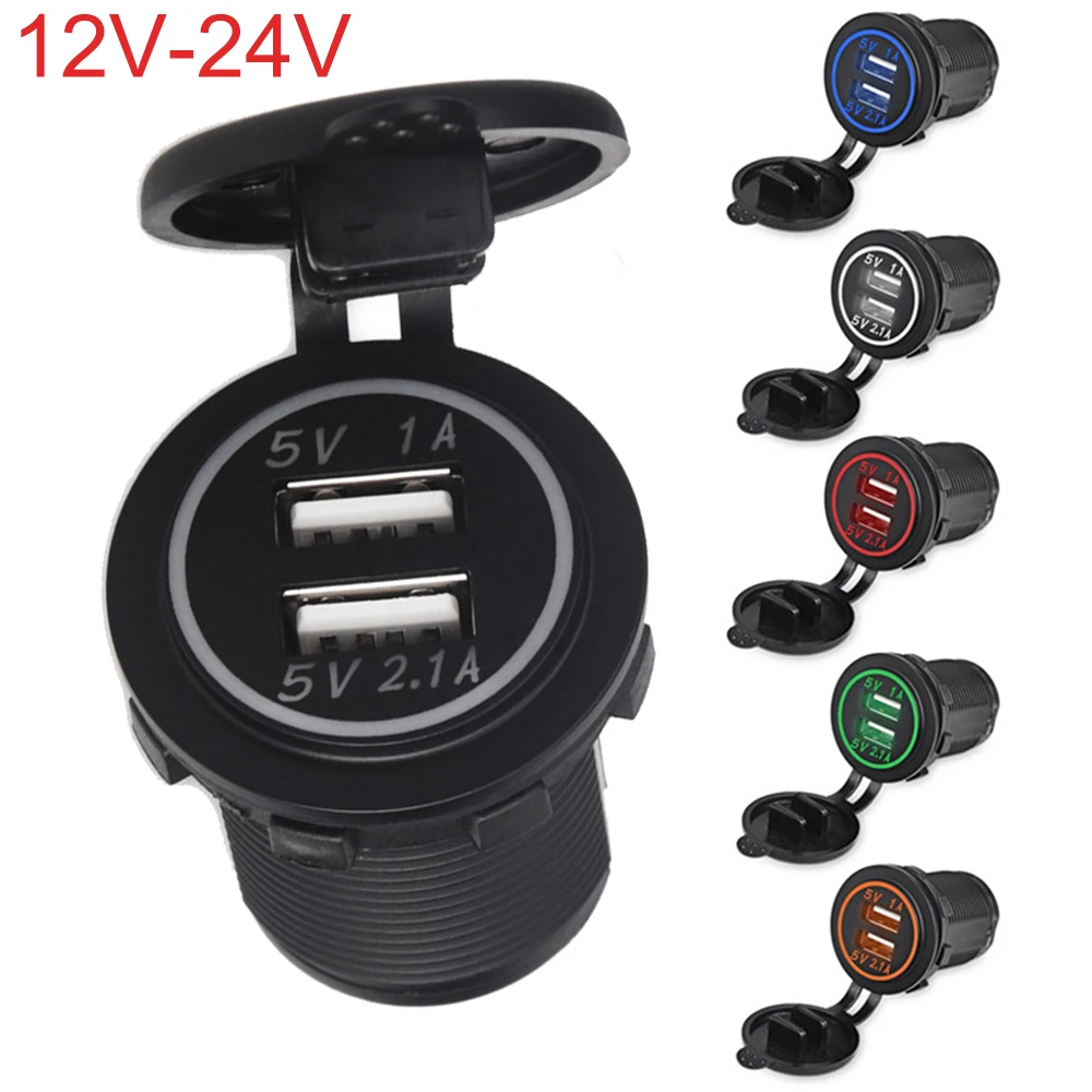12V-24V 3,1A Dual USB Auto Ladegerät Buchse mit Abdeckung Wasserdichte Power Adapter Steckdose für Fahrzeug boot Lkw Motorrad