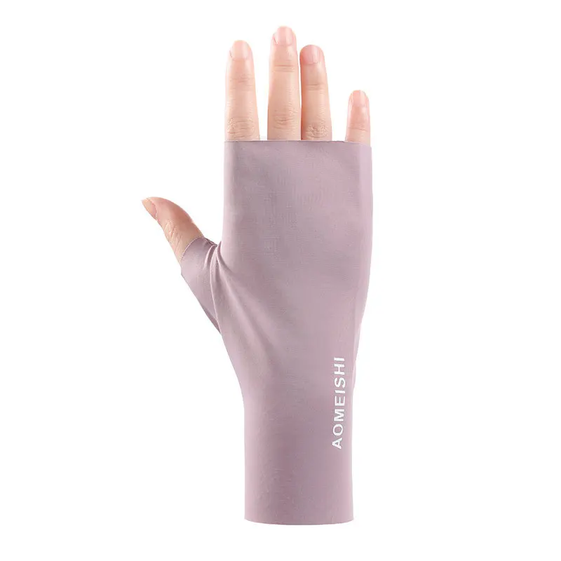 New Summer Women Thin Ice Silk Sunscreen UV Sport Cycling Driving Glove Half Finger Touch Screen Sun Fingerless Typing Mitten M2