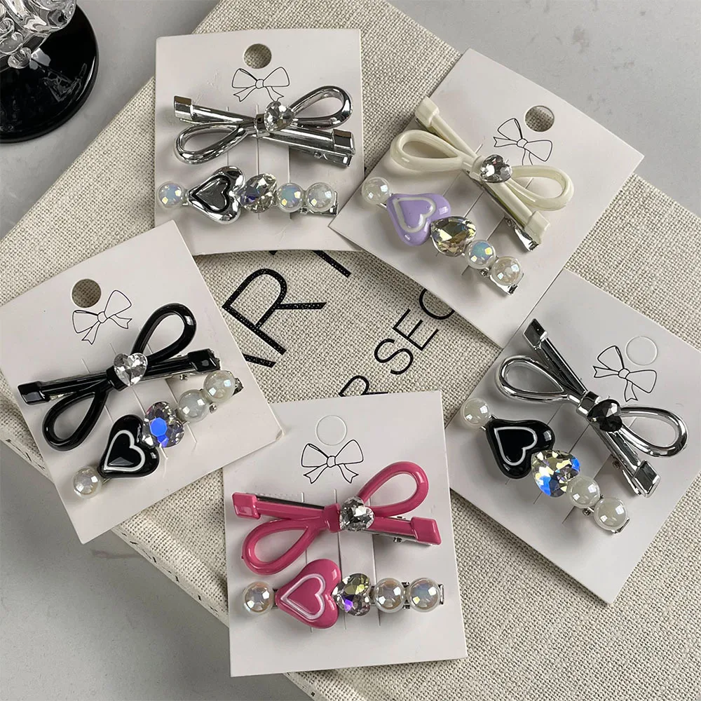 

Новая заколка для волос Ins Wind, милая крутая заколка для волос с бантом, боковая заколка для волос Senior Sense, заколка в виде утконоса со стразами, аксессуары для волос, головные уборы