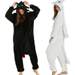 Hoe Je Je Draak Halloween Cosplay Kostuums Onesies Volwassen Pyjama Jumpsuit Nachtkleding Zwart Wit Te Trainen