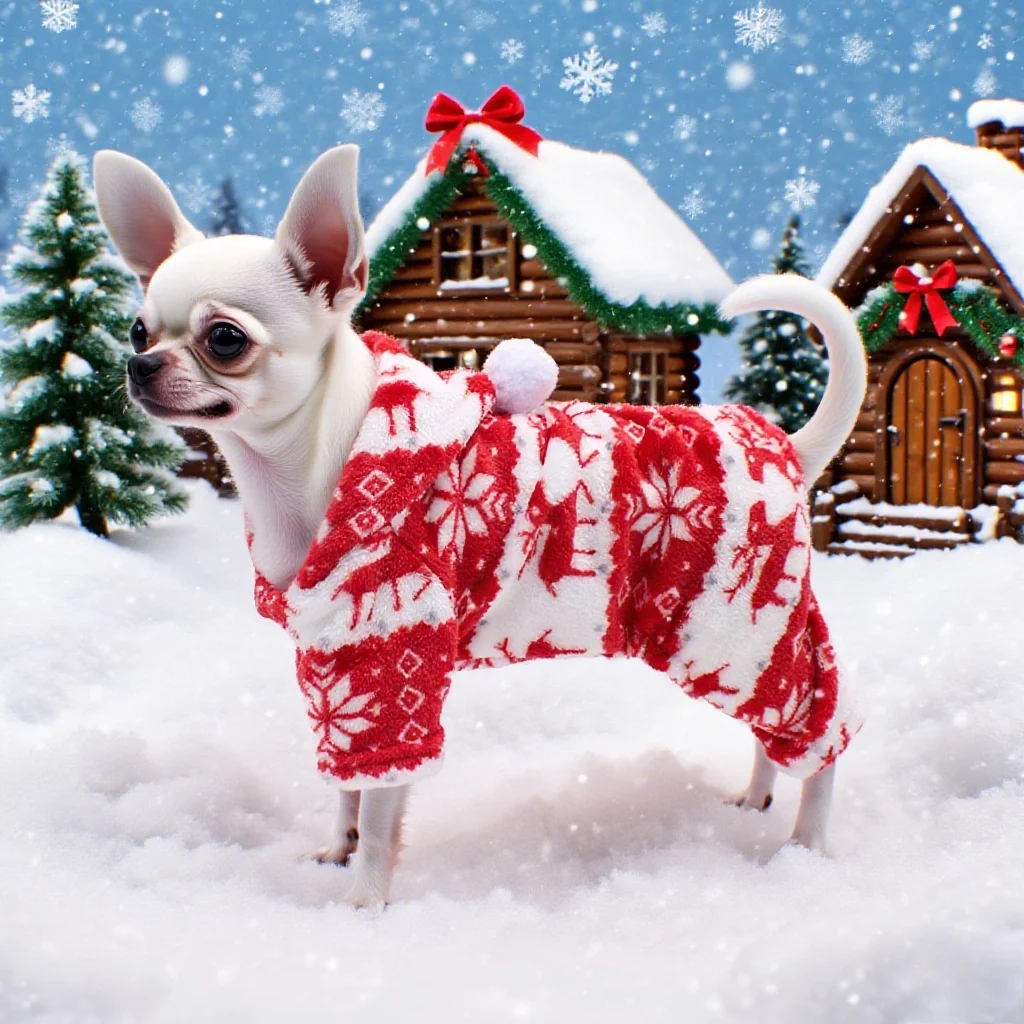 

Dog Pajamas Warm Christmas Dog Coat Fleece Thermal Dog Clothes Winter Puppy Jumpsuits Overalls for Small Medium Dogs Cat Apparel