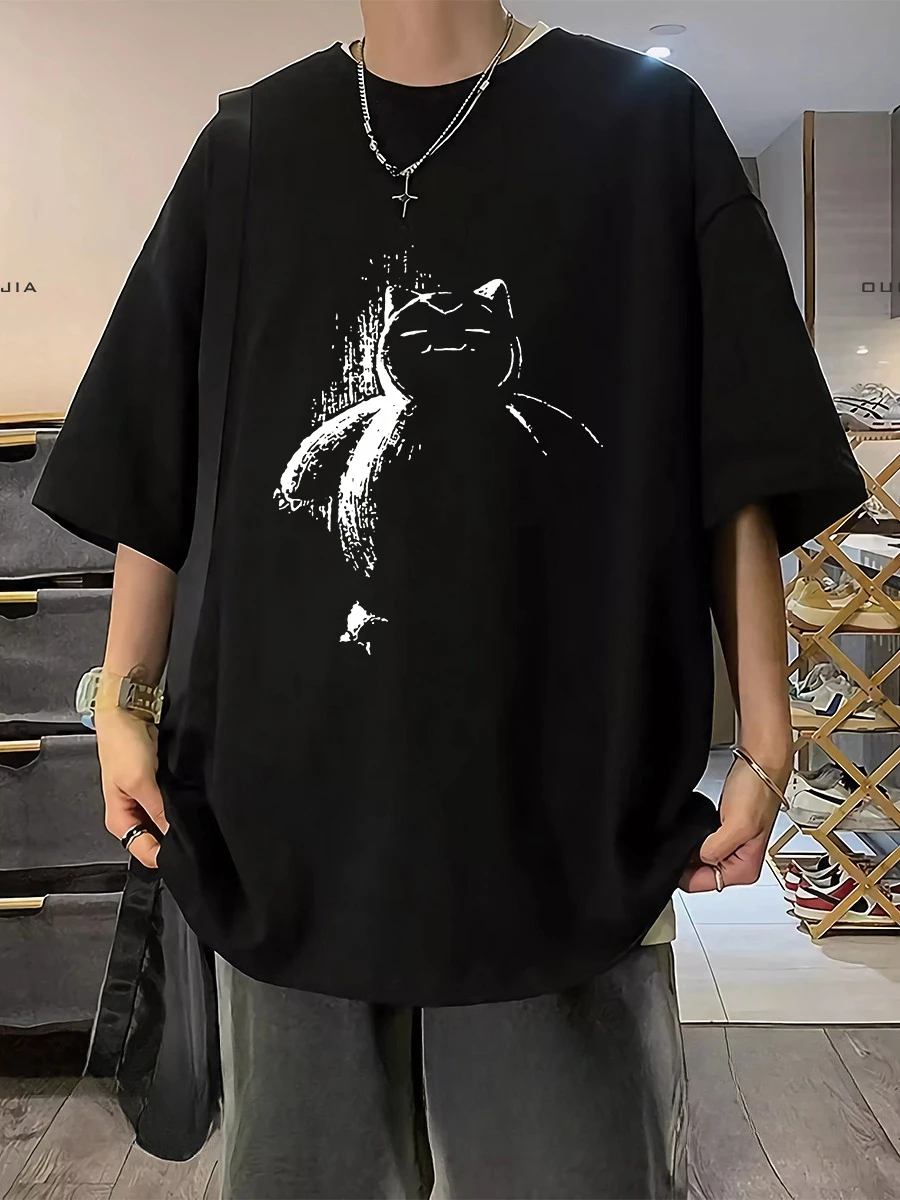 T-shirt à manches courtes en coton épais pour hommes, ample, grande taille, Style Ins Hong Kong, haut polyvalent à col ras du cou, printemps et été