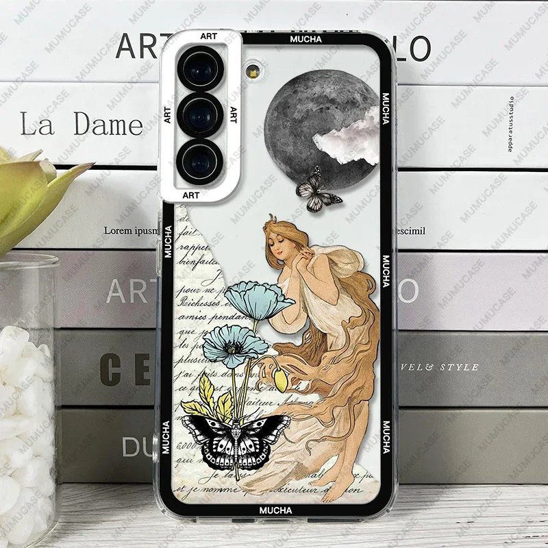 Case For Samsung Galaxy S24 S20 S21 S22 S23 A13 A21s A32 A33 A50 A52 A53 A73 A54 A14 Soft Cover Alphonse Mucha Art