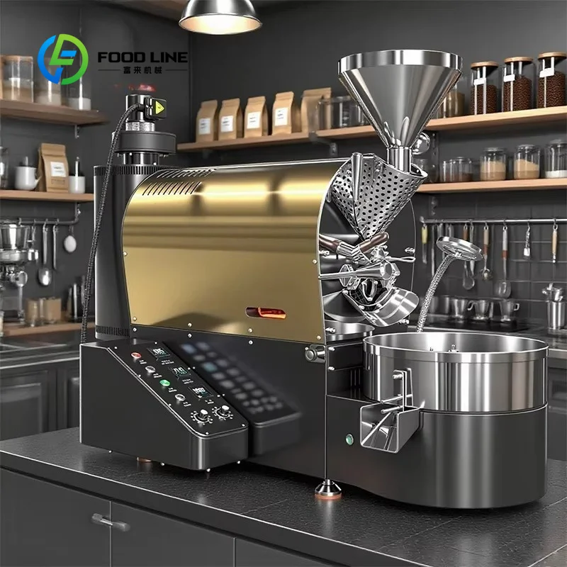 customized plc roaster touchscreen baker small‑scale 2kg gas‑fired fully automatic roasting machine for coffee workshop
